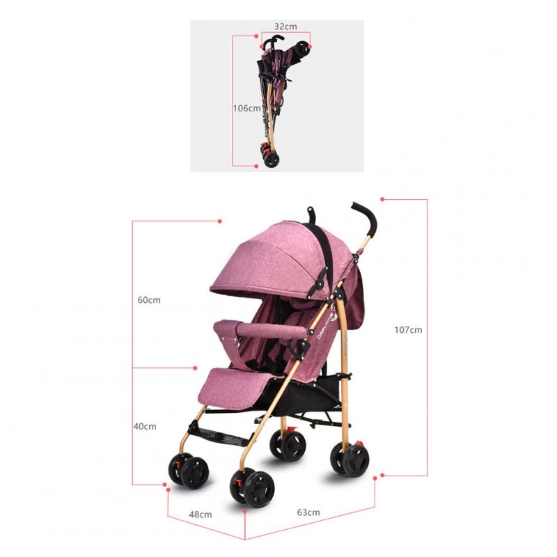 Baby Stroller Four-wheel Foldable Lightweight Baby Carriage with Front Wheel Shock Absorber 