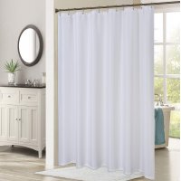 US HAPERLARE Polyester Waffle Weave Textured Grommet Top Shower Curtain Bathroom Decorations Thicken Strengthen Waterproof Fabric Bath Curtain White 72