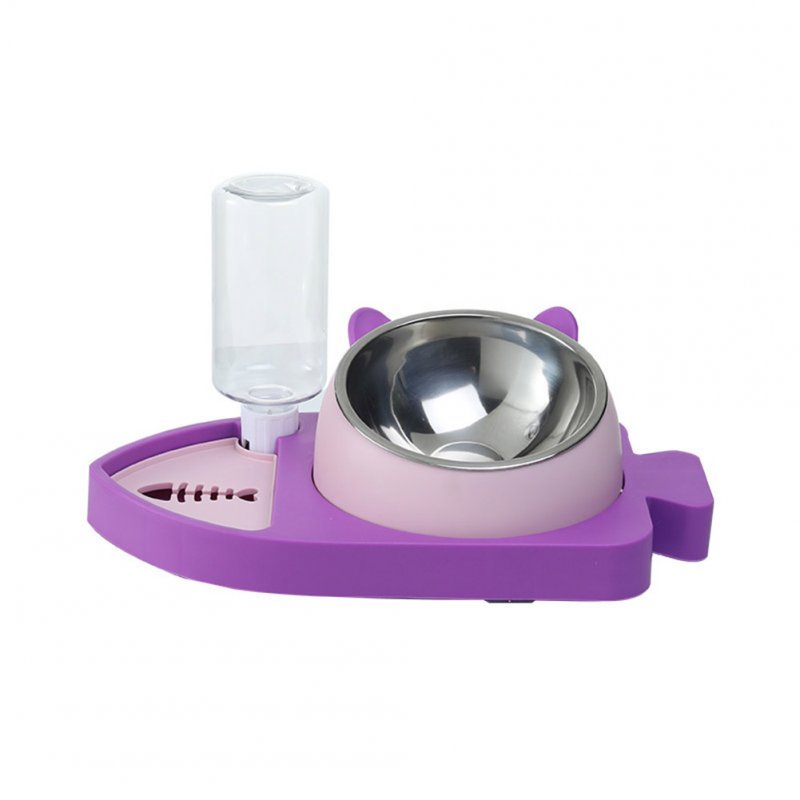 3-in-1 Pet Feeding Bowl Water Dispenser Anti-choking Neck Guard Automatic Food Dispenser For Dogs Cats fish shape bowl green