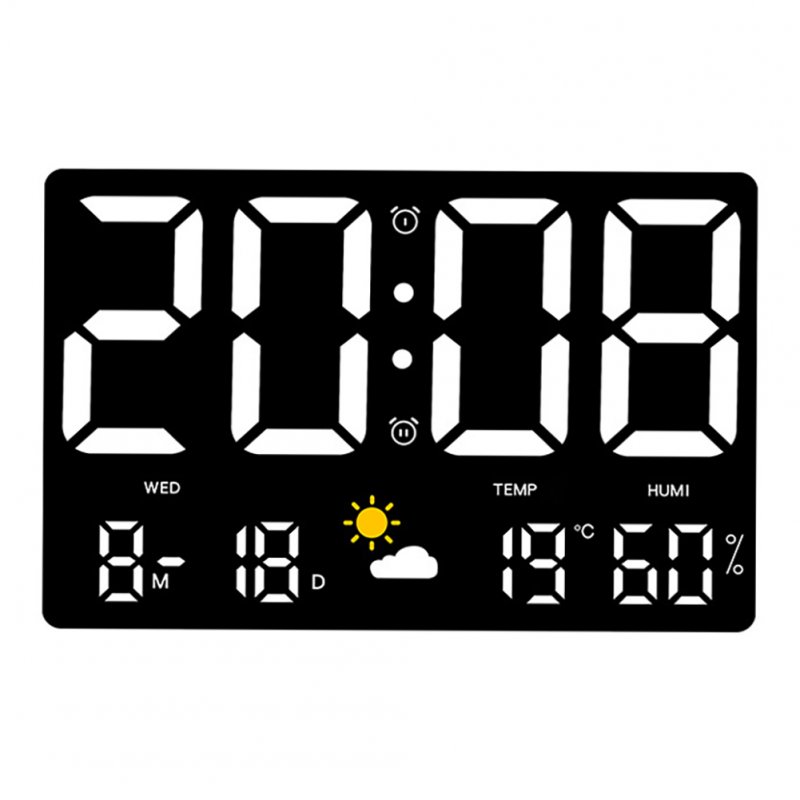 Digital Wall Clock 9.8 inch LED Display Adjustable Brightness Clock with Temperature Humidity Alarm Clock 