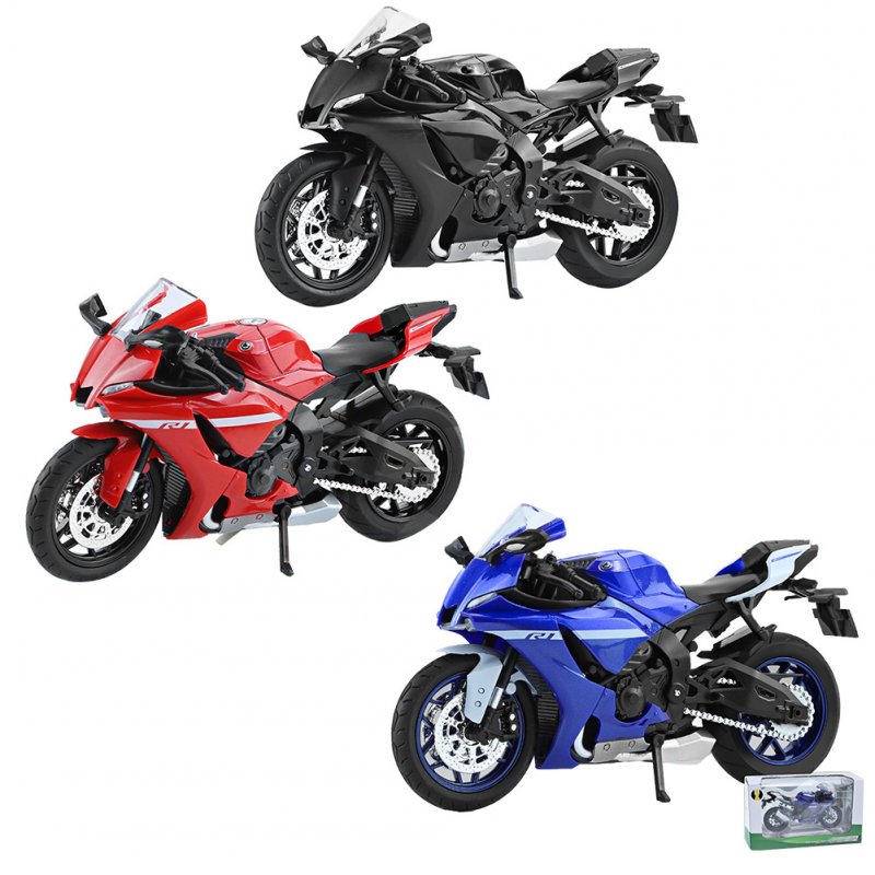 1/12 R1 Alloy Motorcycle Model Sound Light Shock Absorption Steering Motorcycle Toys For Children Gifts Collection 