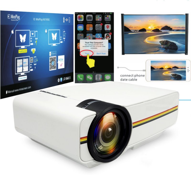 YG410 Home Theater Cinema Movie Video Projector with Wired Sync Display With HDMI VGA AV USB LED Projector Beamer _White