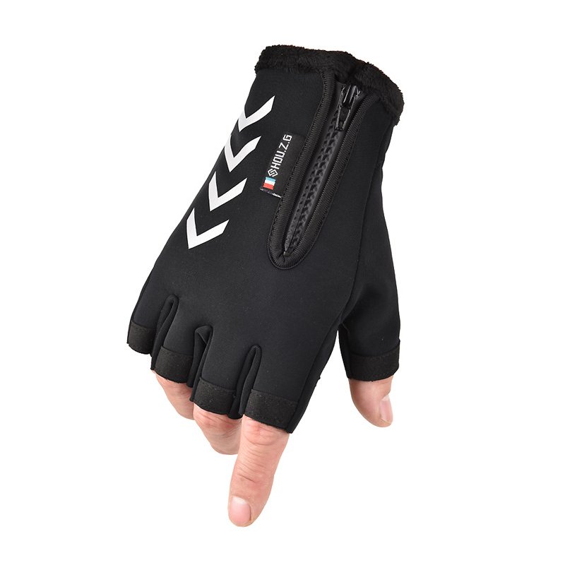 Ski Gloves Anti Slip Winter half-finger full -finger Windproof Gloves Cycling Fluff Warm Gloves For Touchscreen Long finger gray_XL