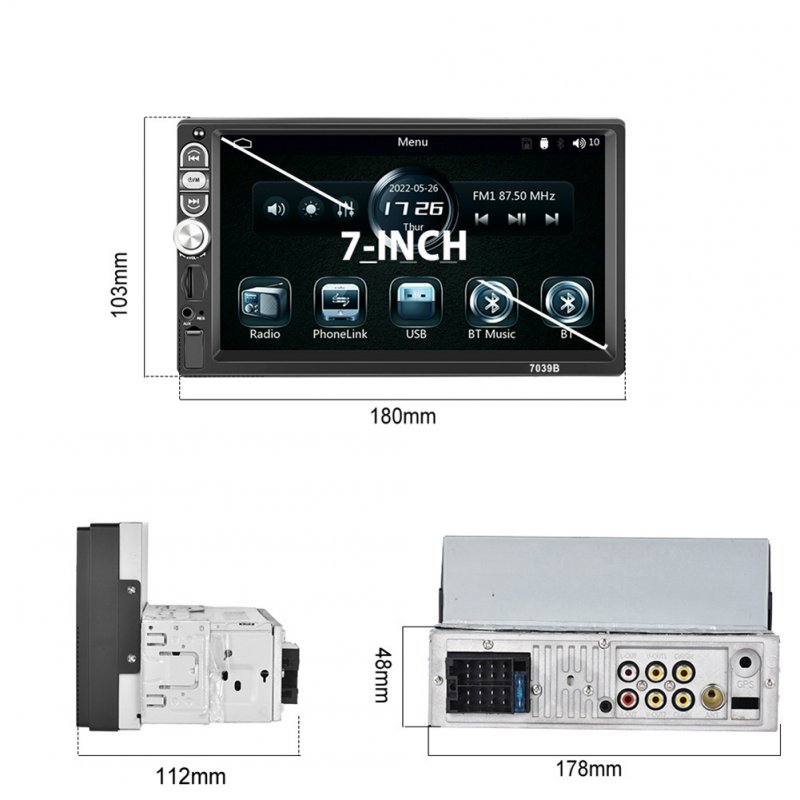 F13 1 Din Car Radio 7-Inch HD Screen Bluetooth Multimedia Video Mp5 Player for Carplay 