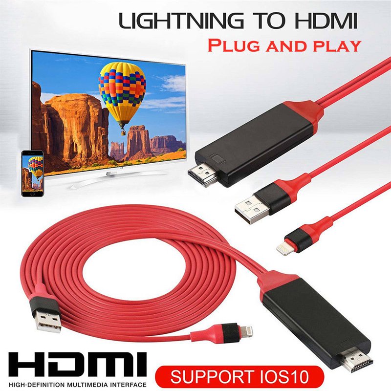 1080P 6ft 8 Pin Apple Interface to HDMI TV AV Adapter Cable for iPhone 6 6S 7 8 Plus X 