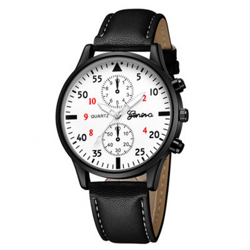 Men's Wrist Watch Simple Style Business Fake Leather Belt Quartz Watch 