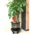 Natural Resin Round Plant Trolley with Caster Wheels And Water Drawer Black 4   brake wheel