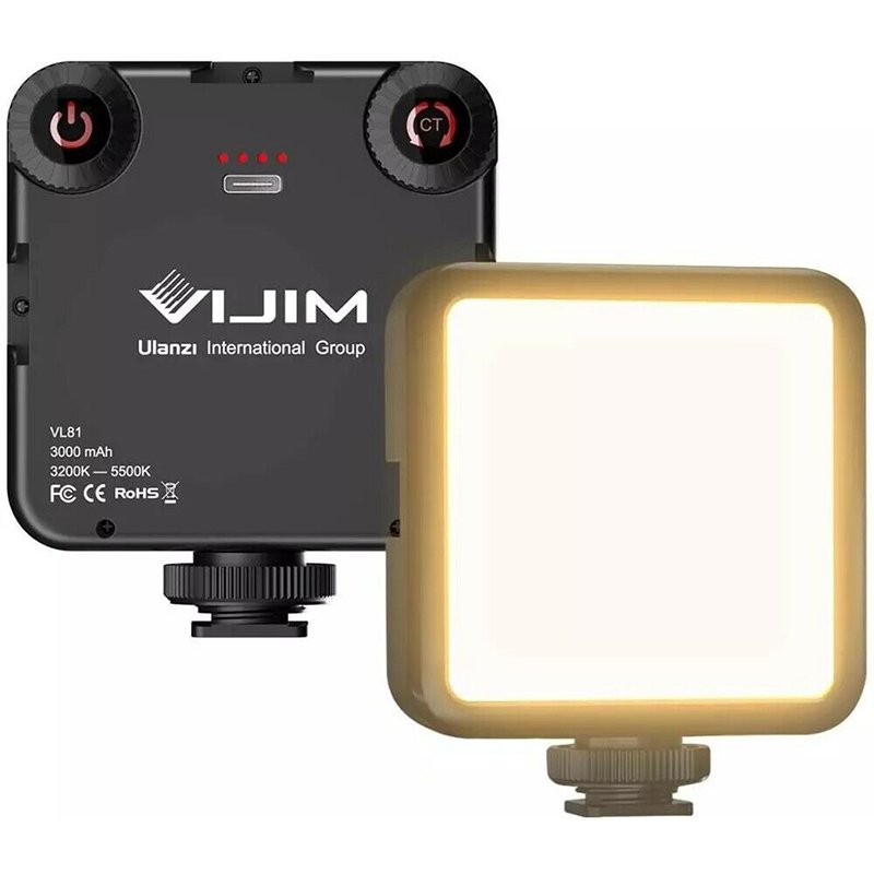 Vl81 3200k-5600k 850lm 6.5w Led Video Light With Cold Shoe Mini Vlog Fill Light 3000mah Battery Fill Light 