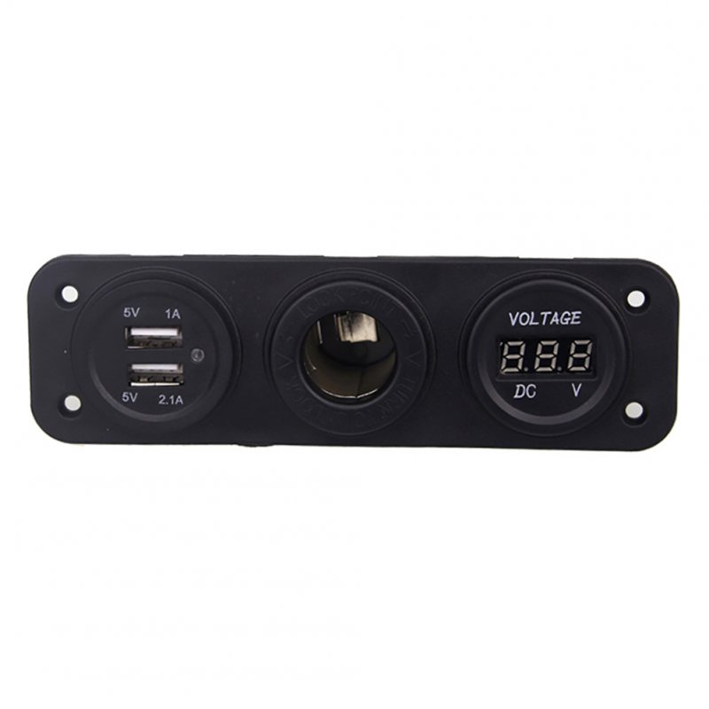 Car Dual USB Charger Mobile Phone Charging Stand Led Voltmeter 12v Outlet Socket Panel Jack Marine Universal 