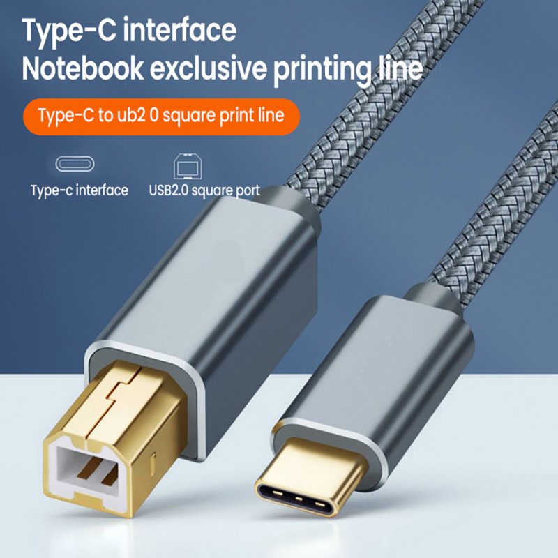 Type-c To Usb Printer Cable Data Line Scanner Fax Machine Printing Cord Universal Electronic Piano Line 