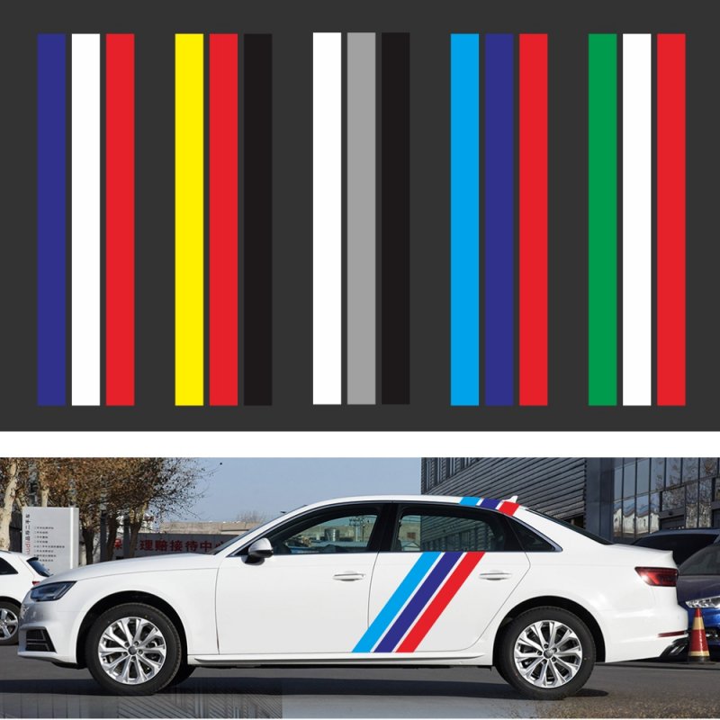 D-1045 Tricolor Lines Custom Vinyl Decal Car Body Door Side Stickers Stripes Racing Style for Bmw Audi Kia Honda Toyota 