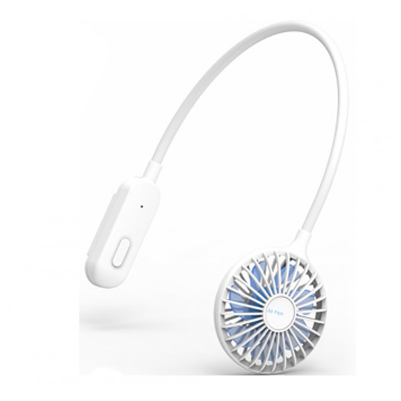 Neckband Fan USB Rechargeable Personal Mini Neck Fan Travel Heatstroke Prevention Gadget white