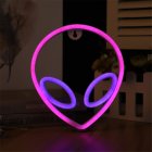Neon Sign Alien Face Shaped Wall  Hanging  Lights For Home Children s Room Night Lamps pink