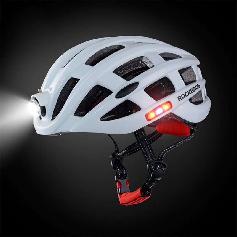 Net Riding Helmet Safety Hat with Charging LED for Mountain Bike Bicycle Eextreme Sport  white_free size