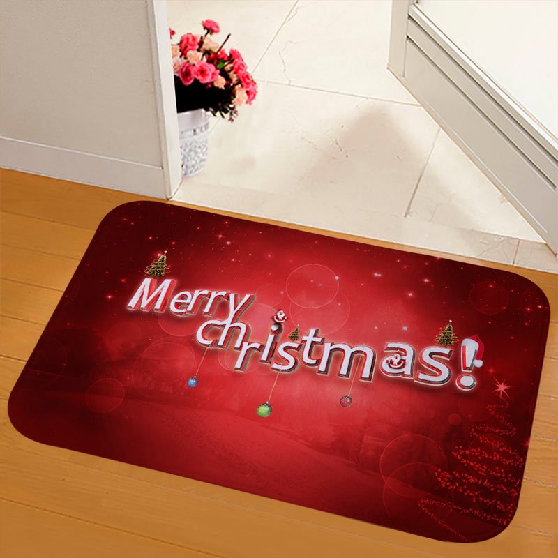 New Christmas Snowman Printed Soft Flannel Floor Mat Bathroom Anti Slip Mat Rug milky_40*120cm