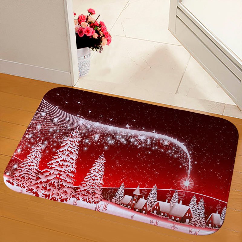 New Christmas Snowman Printed Soft Flannel Floor Mat Bathroom Anti Slip Mat Rug light grey_40*60cm