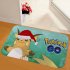 New Christmas Snowman Printed Soft Flannel Floor Mat Bathroom Anti Slip Mat Rug green 50 80cm