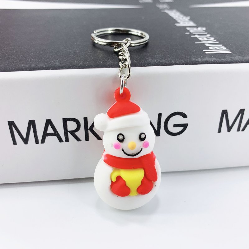 New Creative PVC Silicone Christmas Key Ring Keychain Small Gift Bag Car Key Pendant snowman