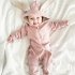 Newborn Baby Cute Jumpsuit with Rabbit Ears Lovely Hooded Cotton Romper blue 59