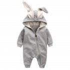 Newborn Baby Cute Jumpsuit with Rabbit Ears Lovely Hooded Cotton Romper gray 73