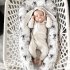 Newborn Baby Cute Jumpsuit with Rabbit Ears Lovely Hooded Cotton Romper gray 73