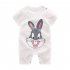 Newborn Infant Baby Boy Girl Cartoon Printing Short Sleeve Romper Bodysuit  White Rabbit 80cm