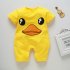 Newborn Infant Baby Boy Girl Cartoon Printing Short Sleeve Romper Bodysuit  Yellow Duckling 66cm