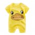 Newborn Infant Baby Boy Girl Cartoon Printing Short Sleeve Romper Bodysuit  Yellow Duckling 80cm