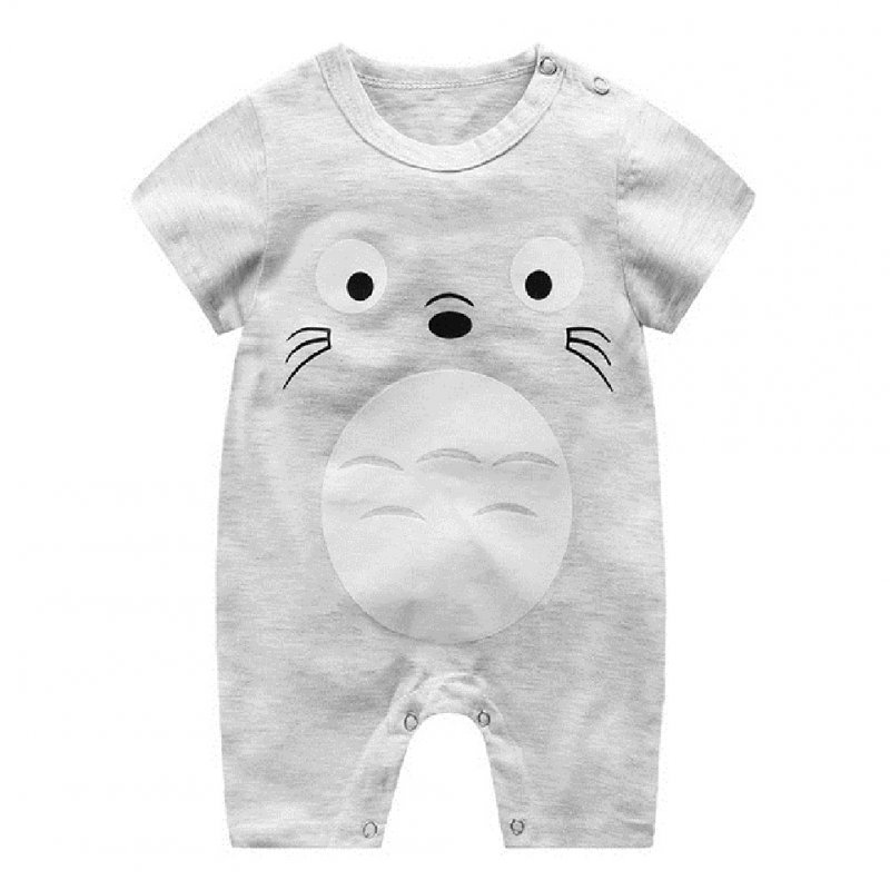 Newborn Infant Baby Boy Girl Cartoon Printing Short Sleeve Romper Bodysuit  Chinchilla_59cm