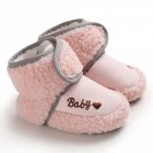 Newborn Plush Snow Boot Warm Soft Sole Non slip Shoes for Winter Infant Boys Girls Pink Inside length 11 cm