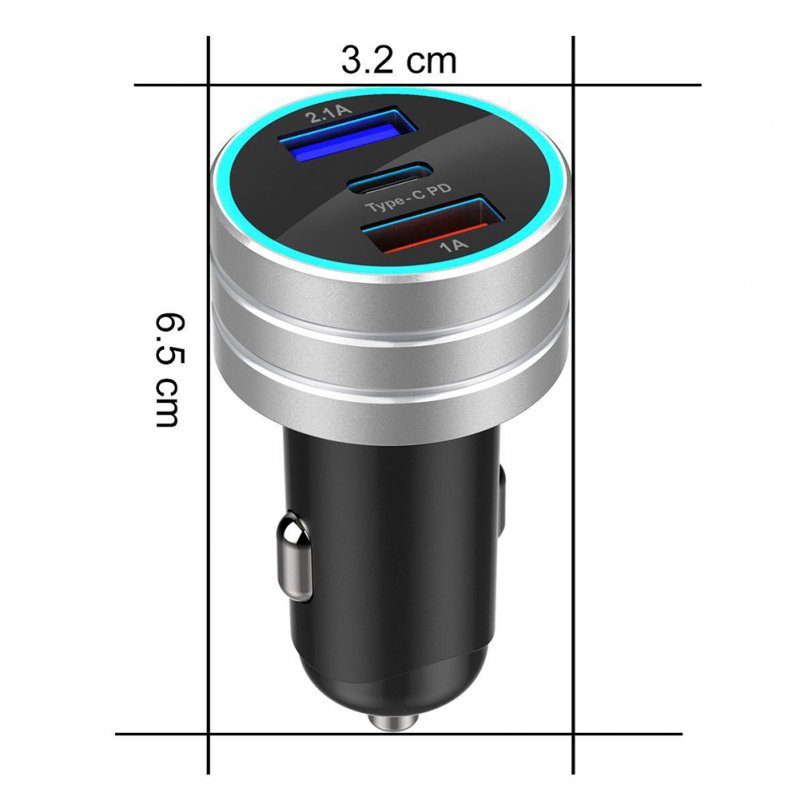 3.1A Dual USB Type-C Car Charger Fast Charging with LED Display Universal Mobile Phone Tablet  
