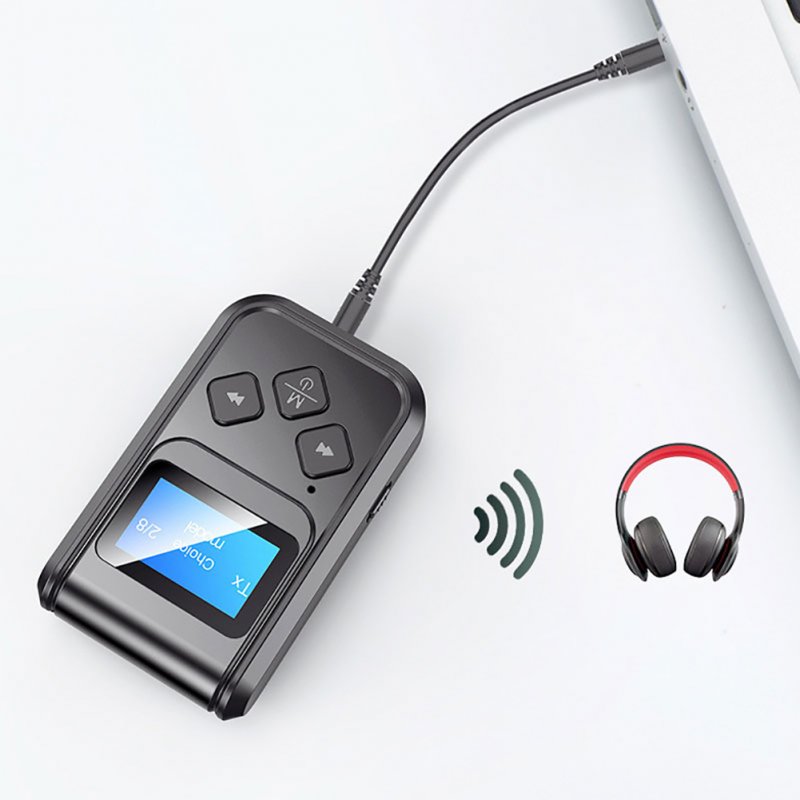Rt15 Car Bluetooth-compatible Receiver Transmitter 2 In 1 Audio Adapter Lcd Screen Display 3.5mm Audio Jack 