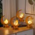 Night Light Crescent Moon Lamp 6000LM Ramadan Desk Light With Frosted Metal Base Built in LED String Light Nightstand Lamp For Living Room Bookshelf Workbench S