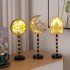 Night Light Crescent Moon Lamp 6000LM Ramadan Desk Light With E14 Lamp Head Wood Shell Built in LED Beads Nightstand Lamp For Living Room Bedroom Castle model