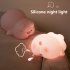 Night Lights Cartoon Pig Shape Silicone Patting Lamp Atmosphere Lamps Bedside Decoration For Kids Baby Gifts 5V   1W pink