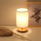 Night Lights Table Lamp USB Bedside Lamp With Cylinder Lamp Shade Dimmer Switch + USB Cable Home Decor For Bedroom Wooden Desk Lamp Bedside Night Light Matte white cloth cover