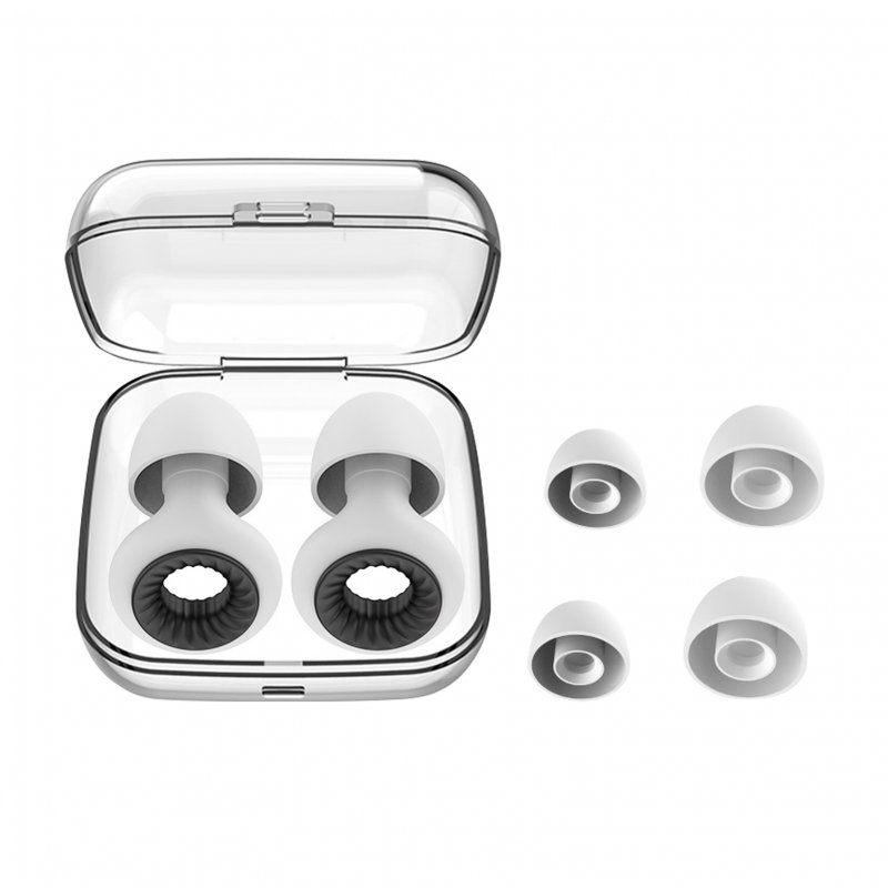 Noise Reduction Earplugs Water-proof Reusable Soft Silicone Ear Plugs With Storage Box For Showering Swimming Surfing Sleeping Learning white and black