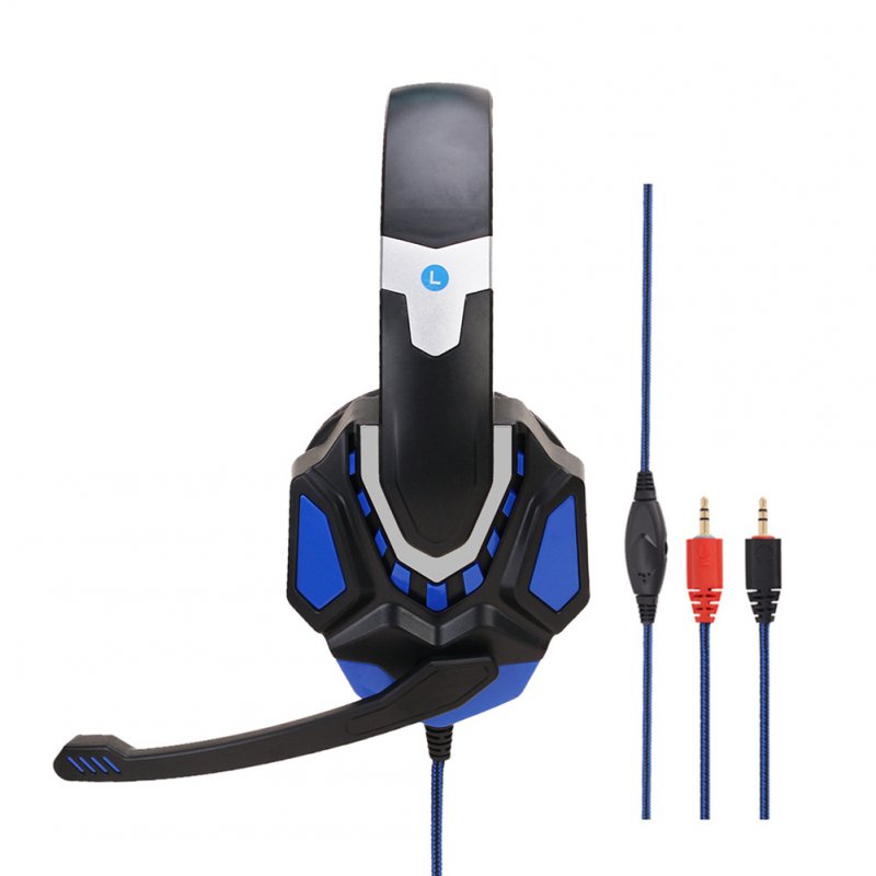 Non-lighting Gaming Headset Internet Cafe Headphone for PS4 Gaming Computer Switch Black blue PC