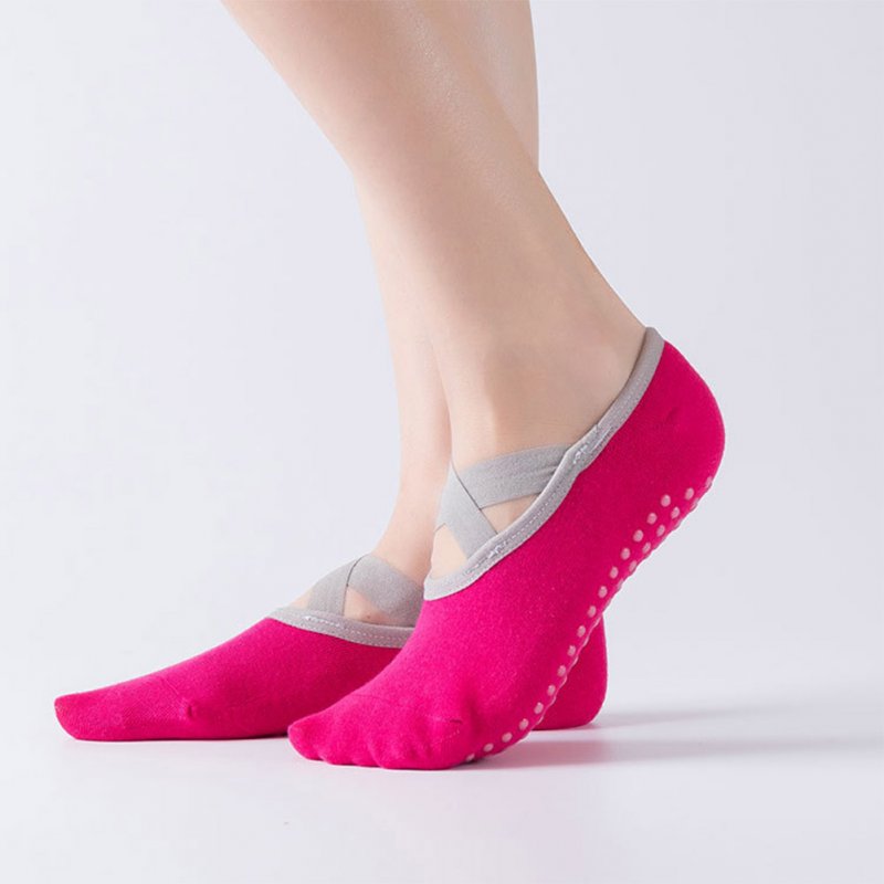 Non-slip Yoga Socks Professional Pressure Socks Adult Dance Socks Shoes Rose red_One size