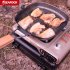 Non sticky Steak Frying Pan with Wooden Folding Handle Portable Square Grill Pan Kitchen Accessory 28CM