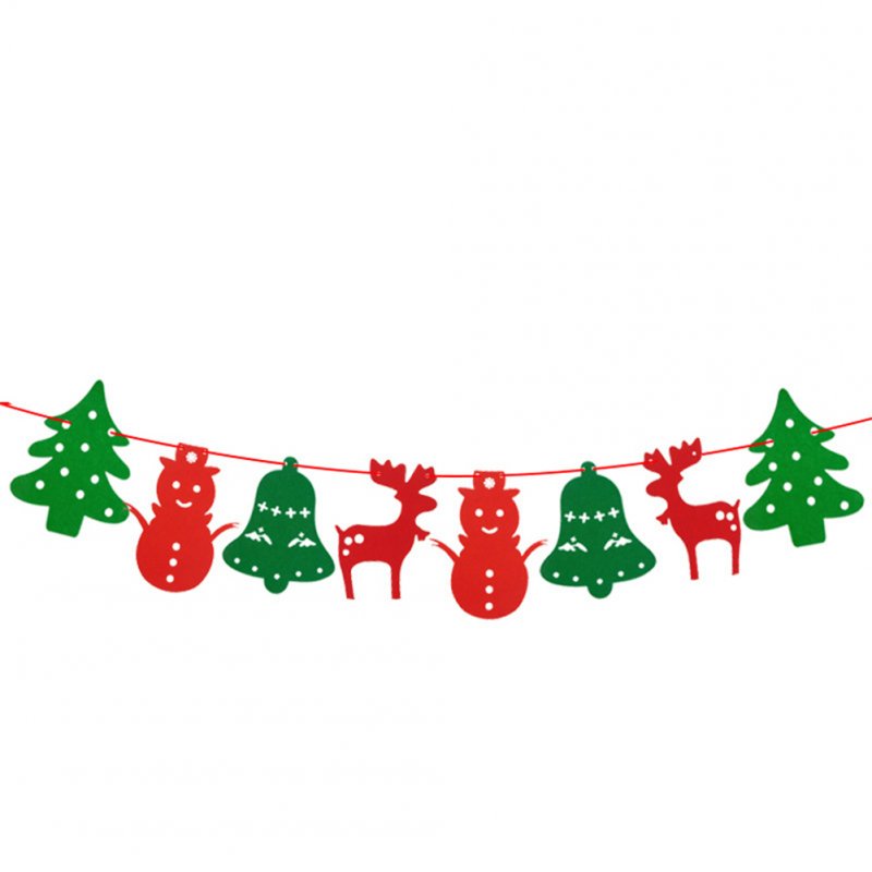 Non-woven Xmas Tree Snowman Bell Elk Shape Banners Hanging Flags for Home Shop Market Room Decor 2.5m