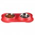 Nonslip Bone Shaped Double Bowl Food Water Feeder Feeding Dishes for Pet Dog Supplies black 46 27cm