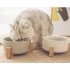 Nonslip Wooden Neck Guard Stand   Ceramic Bowl for Pet Cats Dogs Feeding gray 16 9 7cm