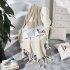 Nordic Style Throw Blankets with Knitted Tassels for Sofa Sleeping Bed End Cover Light blue