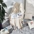 Nordic Style Throw Blankets with Knitted Tassels for Sofa Sleeping Bed End Cover Beige