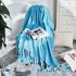 Nordic Style Throw Blankets with Knitted Tassels for Sofa Sleeping Bed End Cover Light blue
