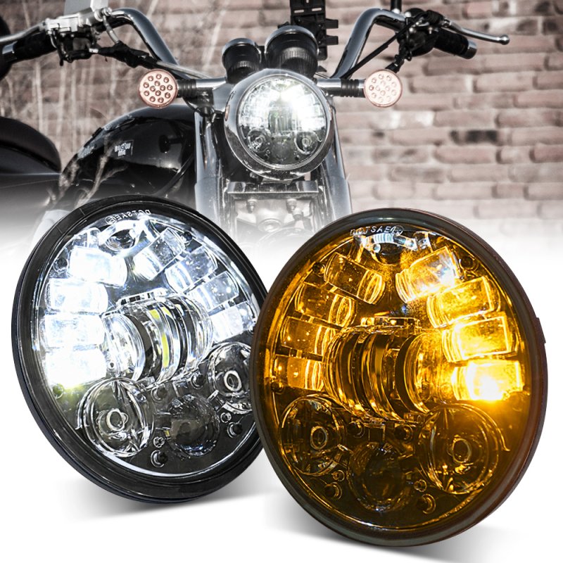 Motorcycle Led Drl Halo Headlight Aluminum Alloy 5.75-inch Motorcycle Headlight 