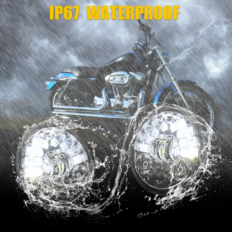 Motorcycle Led Drl Halo Headlight Aluminum Alloy 5.75-inch Motorcycle Headlight 