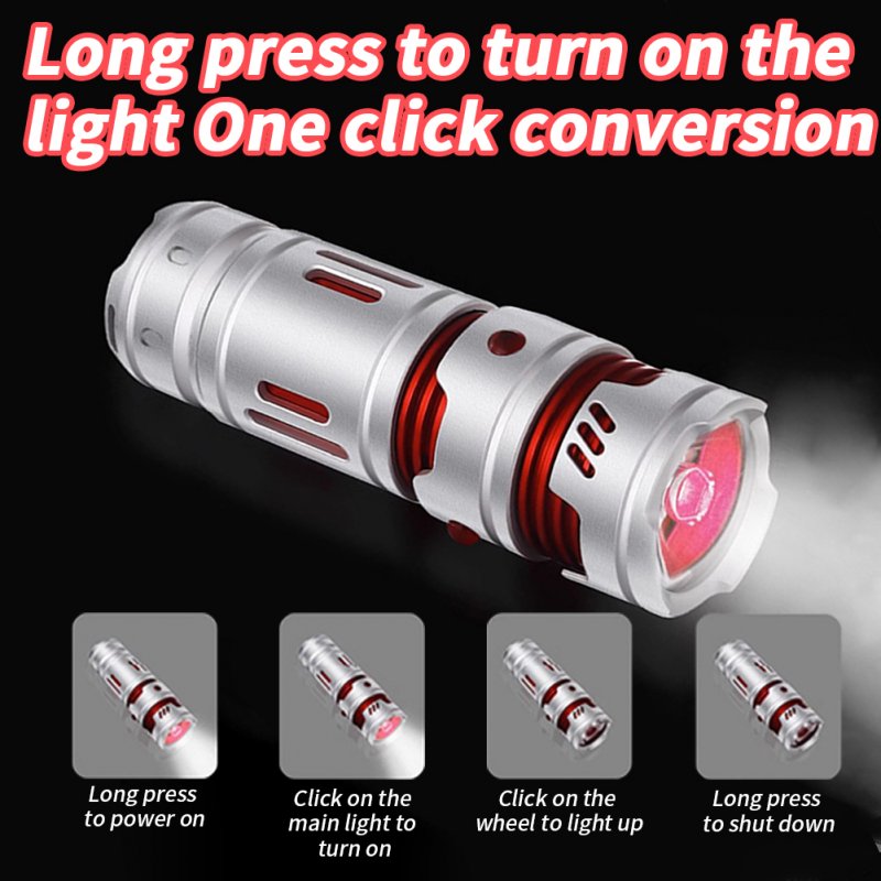 3W LED Mini Flashlight Spinning Gyro 5200LM Super Bright Rechargeable Strong Light Aluminum Alloy Torch Camping Lantern 