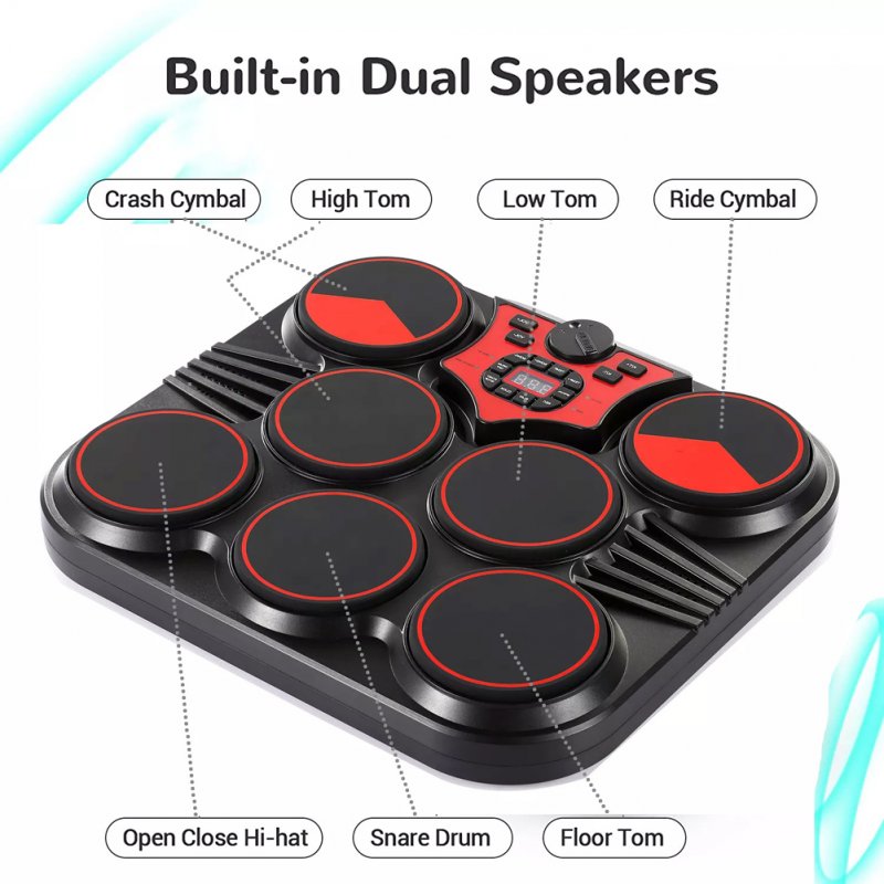 Desktop Electronic Drum Double Trigger Children Puzzle Game Board Pluggable Earphones Portable Hand Drum